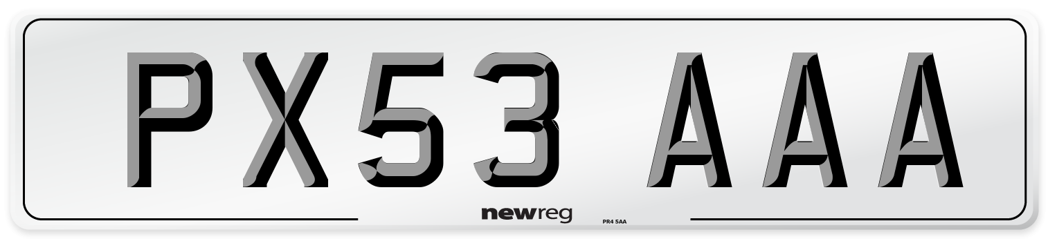 PX53 AAA Number Plate from New Reg
